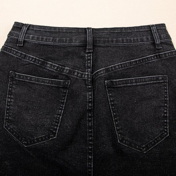 🖤 Carbon Grey Mineral Wash Ripped Raw Hem Mini Skirt – Street Style Essential - Picture 5 of 8